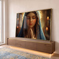 Quadro Decorativo Oração e Serenidade da Divina Virgem Maria em ambiente decorado - quadros decorativos para sala
