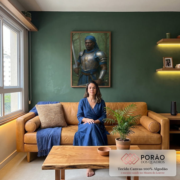 Quadro Decorativo Orixá Ogum: Poder e Proteção em sala de estar moderna - quadros decorativos para sala