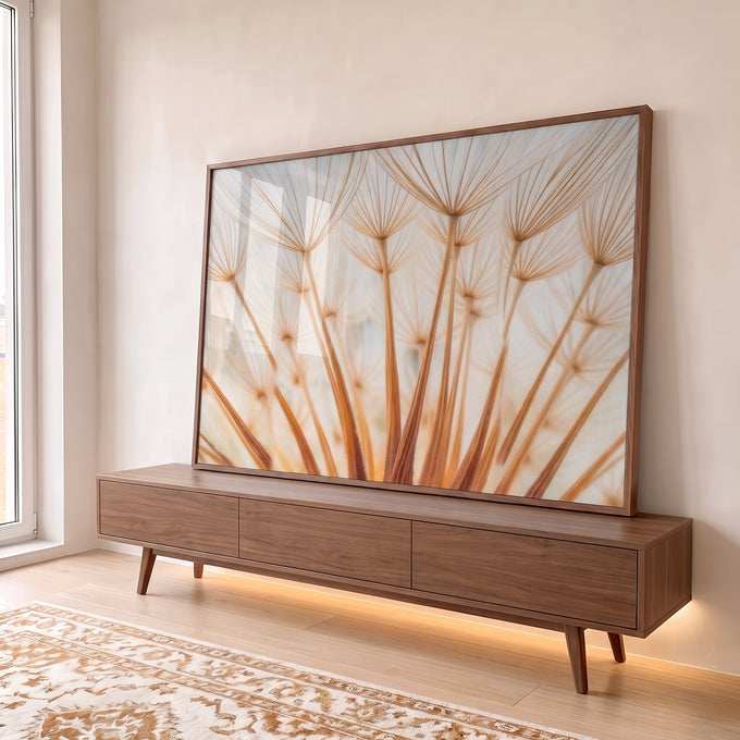 Quadro Decorativo Serenidade Floral Sofisticada em ambiente decorado - quadros decorativos para sala
