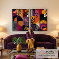 Quadro Decorativo Abstrato Vibrante em sala de estar moderna - quadros decorativos para sala