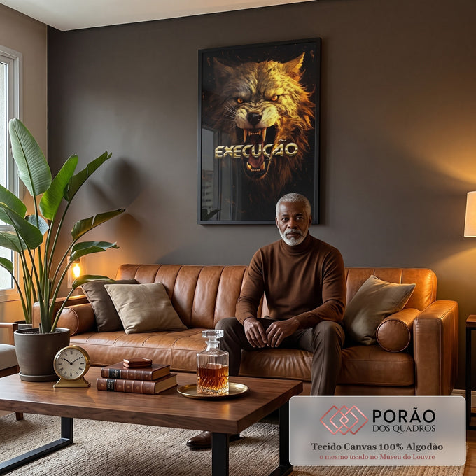 Quadro Decorativo Moderna Arte Lobo Execução - Estilo e Sofisticação em sala de estar moderna - quadros decorativos para sala