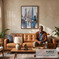 Quadro Decorativo Cidade Líquida - Harmonia Única em sala de estar moderna - quadros decorativos para sala