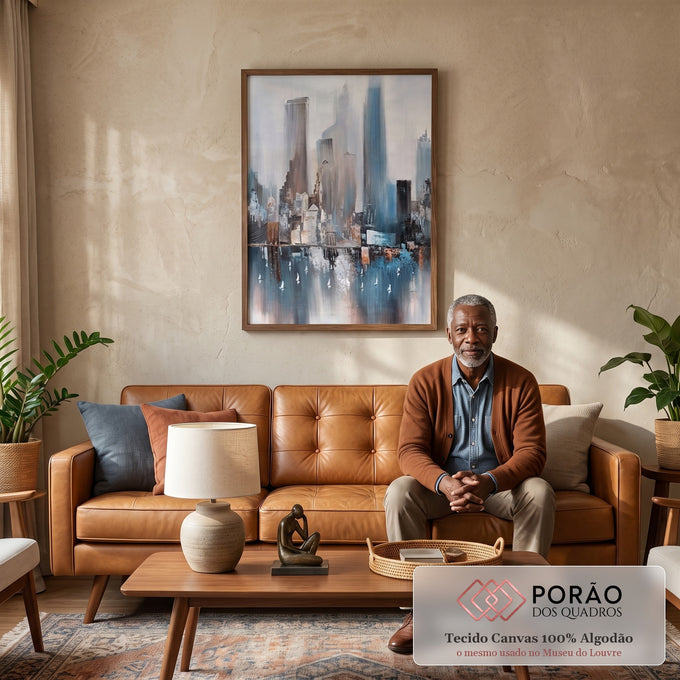 Quadro Decorativo Cidade Líquida - Harmonia Única em sala de estar moderna - quadros decorativos para sala