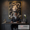 Quadro Decorativo Medusa Mitológica Luxuosa em escritorio moderno - quadros decorativos para sala