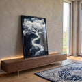 Quadro Decorativo Árvore da Vida Esfumaçada Elegância Natural em ambiente decorado - quadros decorativos para sala