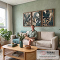 Quadro Decorativo: Folhas Terrosas, Encanto Natural em sala de estar moderna - quadros decorativos para sala
