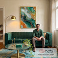 Quadro Decorativo Fluidez Abstrata em sala de estar moderna - quadros decorativos para sala