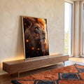 Quadro Decorativo A Nobreza do Leão em ambiente decorado - quadros decorativos para sala