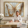 Quadro Decorativo Borboletas Douradas Elegância e Natureza em escritorio moderno - quadros decorativos para sala