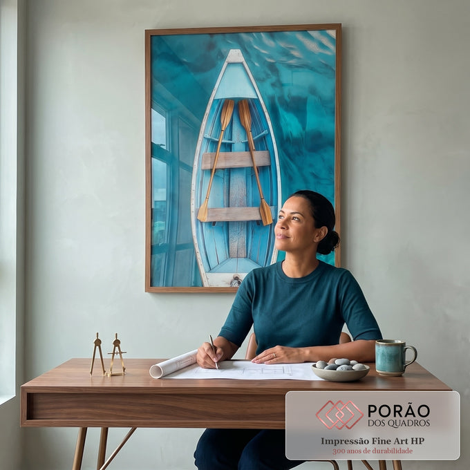 Quadro Decorativo Canoa Serene Moderna em escritorio moderno - quadros decorativos para sala
