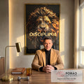 Quadro Decorativo Leão Disciplina - Elegância e Força para sua Decoração em escritorio moderno - quadros decorativos para sala