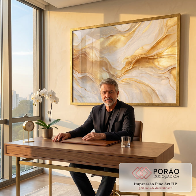 Quadro Decorativo Elegância Serene em escritorio moderno - quadros decorativos para sala