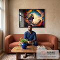 Quadro Decorativo: Encante-se com Jesus em Cores Vibrantes em sala de estar moderna - quadros decorativos para sala
