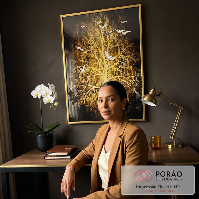 Quadro Decorativo Árvore da Vida Radiante em escritorio moderno - quadros decorativos para sala