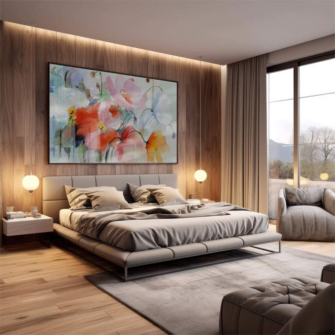 Quadro Decorativo Floral: Inspiração e Serenidade - quadros decorativos 1 Tela, 1 Tela Horizontal - em escritorio elegante