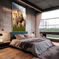 Quadro Decorativo: Majestade Familiar Leões na Savana - quadros decorativos para sala 1 Tela Vertical, 3 Telas - em quarto contemporaneo