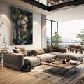 Quadro Decorativo Frida Encantadora com Folhagens - quadros decorativos para sala 1 Tela Vertical, 3 Telas - em living room premium