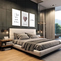 Quadro Decorativo Corações & Palavras: Inspire seu Lar - quadros decorativos 1 Tela Vertical, 3 Telas - em escritorio elegante