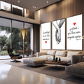 Quadro Decorativo Frases Amor Eterno - quadros decorativos para sala 1 Tela Vertical, 3 Telas - em quarto contemporaneo