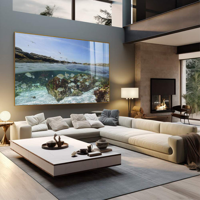 Quadro Decorativo Recife de Coral: Mergulhe na Beleza - quadros decorativos para sala 1 Tela, 1 Tela Horizontal - em quarto contemporaneo