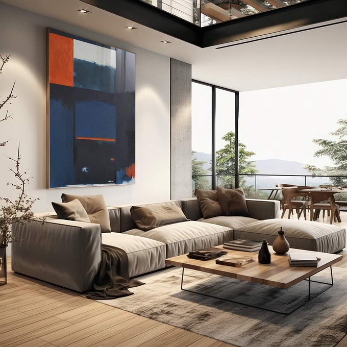 Quadro Decorativo: Explosão de Cores - Transforme seu Espaço - quadros decorativos 1 Tela Vertical, 3 Telas - em sala moderna