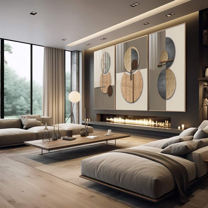 Quadro Decorativo: Abstração Vibrante - Um Toque de Classe - quadros decorativos para sala 1 Tela Vertical, 3 Telas - em quarto contemporaneo