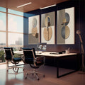 Quadro Decorativo: Abstração Vibrante - Um Toque de Classe - quadros decorativos para sala 1 Tela Vertical, 3 Telas - em living room premium