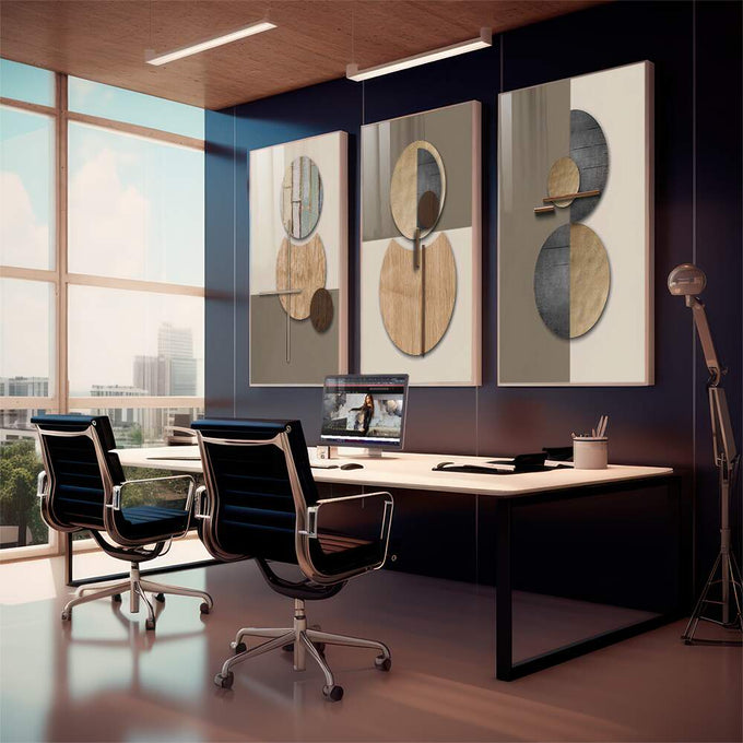 Quadro Decorativo: Abstração Vibrante - Um Toque de Classe - quadros decorativos para sala 1 Tela Vertical, 3 Telas - em living room premium