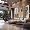Quadro Decorativo: Abstração Vibrante - Um Toque de Classe - quadros decorativos 1 Tela Vertical, 3 Telas - em sala moderna