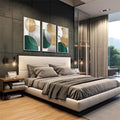 Quadro Decorativo Círculos Dourados - Luxo Cósmico - quadros decorativos para sala 1 Tela Vertical, 3 Telas - em quarto contemporaneo