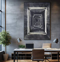Quadro Decorativo: Jornada ao Desconhecido Único - quadros decorativos para sala 1 Tela Vertical, 3 Telas - em ambiente decorado