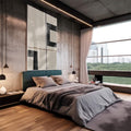 Quadro Decorativo: Encanto Geométrico em Preto e Branco - quadros decorativos para sala 1 Tela Vertical, 3 Telas - em living room premium