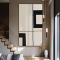 Quadro Decorativo: Encanto Geométrico em Preto e Branco - quadros decorativos para sala 1 Tela Vertical, 3 Telas - em ambiente decorado