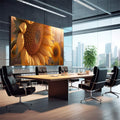 Quadro Decorativo Girassol: Uma Jornada Visual - quadros decorativos 1 Tela, 1 Tela Horizontal - em escritorio elegante