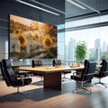 Quadro Decorativo Girassol: Brilho Solar Intenso - quadros decorativos 1 Tela, 1 Tela Horizontal - em sala moderna