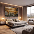 Quadro Decorativo Girassol: Brilho Solar Intenso - quadros decorativos para sala 1 Tela, 1 Tela Horizontal - em quarto contemporaneo
