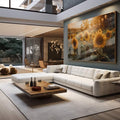 Quadro Decorativo Girassol: Brilho Solar Intenso - quadros decorativos 1 Tela, 1 Tela Horizontal - em escritorio elegante
