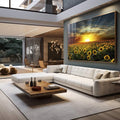 Quadro Decorativo Girassol Majestoso - Inspire-se! - quadros decorativos 1 Tela, 1 Tela Horizontal - em sala moderna