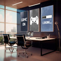 Quadro Decorativo: Revolução Gamer, Imersão e Estilo - quadros decorativos para sala 1 Tela Vertical, 3 Telas - em living room premium