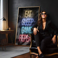 Quadro Decorativo: Retrô Gamer Neon - Realce Sua Paixão - quadros decorativos para sala 1 Tela Vertical, 3 Telas - em quarto contemporaneo