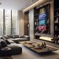 Quadro Decorativo: Retrô Gamer Neon - Realce Sua Paixão - quadros decorativos 1 Tela Vertical, 3 Telas - em sala moderna