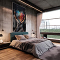 Quadro Decorativo Coração: Paixões Vibrantes - quadros decorativos 1 Tela Vertical, 3 Telas - em escritorio elegante