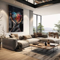 Quadro Decorativo Coração: Paixões Vibrantes - quadros decorativos para sala 1 Tela Vertical, 3 Telas - em living room premium