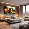 Quadro Decorativo Abstrato Esverdeado - quadros decorativos para sala 1 Tela, 1 Tela Horizontal - em quarto contemporaneo