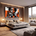 Quadro Decorativo Mulher Abstrato Laranja - quadros decorativos para sala 1 Tela, 1 Tela Horizontal - em quarto contemporaneo