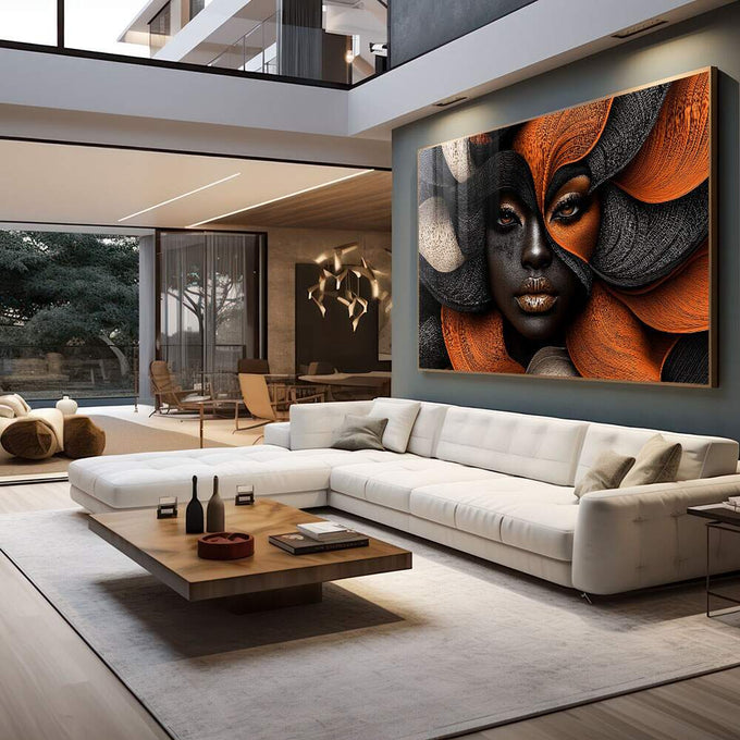 Quadro Decorativo Mulher Arte Inspiradora sobre Tons Escuros - quadros decorativos 1 Tela, 1 Tela Horizontal - em escritorio elegante