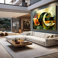 Quadro Decorativo Abstrato Esverdeado - quadros decorativos 1 Tela, 1 Tela Horizontal - em escritorio elegante