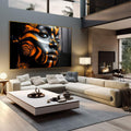 Quadro Decorativo Mulher em Tons Laranjas - quadros decorativos 1 Tela, 1 Tela Horizontal - em escritorio elegante