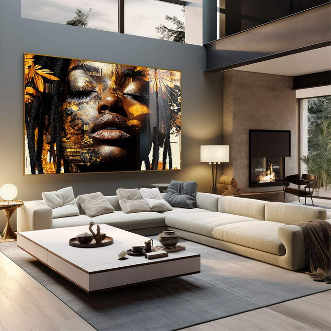 Quadro Decorativo Mulher Detalhes com Flores - quadros decorativos 1 Tela, 1 Tela Horizontal - em escritorio elegante