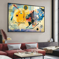 Quadro Decorativo Minimalista Vibrante | quadros decorativos para sala | Composição abstrata geométrica em amarelo, azul e preto com formas dinâmicas | Porao dos Quadros